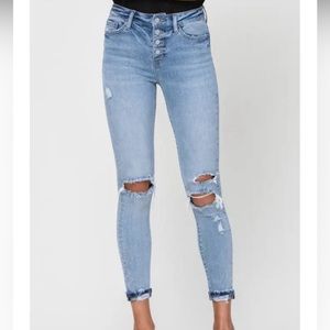 VERVET BY FLYING MONKEY Light Wash Ripped High-Rise Skinny Jeans